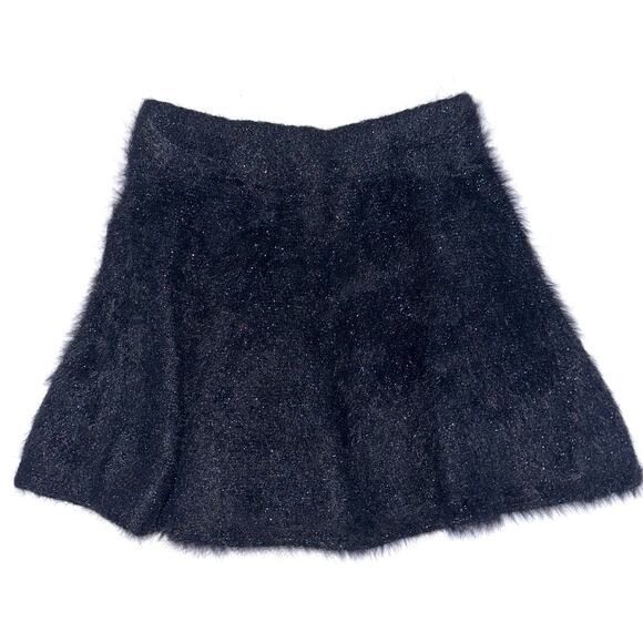 Zara Knitwear Girls Black Glitter Fuzzy A-Line Skirt Size 5 - Picture 8 of 10